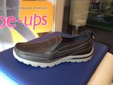 Herrsko från Skechers lätt loafer i grått skinn